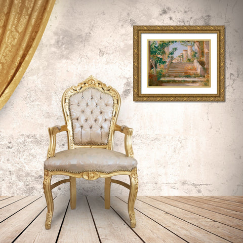 Loggia in Ravello Gold Ornate Wood Framed Art Print with Double Matting by Kroyer, Peder Severin