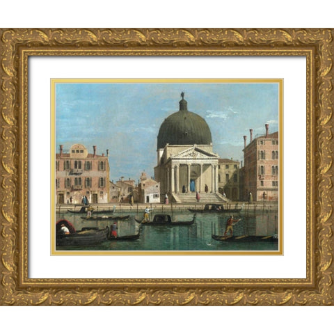 Venice Gold Ornate Wood Framed Art Print with Double Matting by Follower of Canaletto
