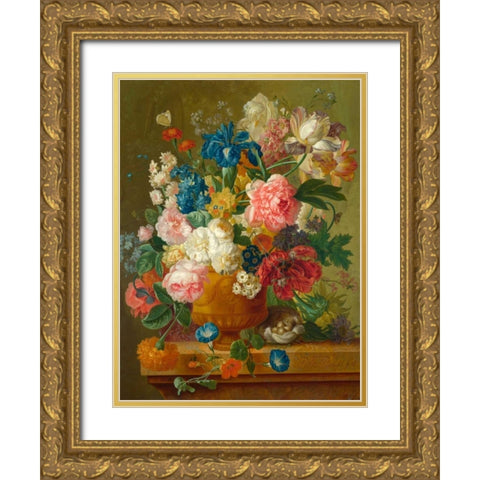 Flowers in a vase Gold Ornate Wood Framed Art Print with Double Matting by Bosschaert the Elder, Ambrosius