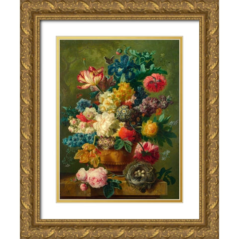 Composition of Flowers in a Vase Gold Ornate Wood Framed Art Print with Double Matting by Bosschaert the Elder, Ambrosius