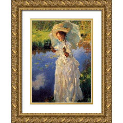 Morning walk Gold Ornate Wood Framed Art Print with Double Matting by Singer Sargent, John