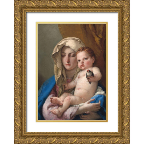 Madonna of the goldfinch Gold Ornate Wood Framed Art Print with Double Matting by Tiepolo, Giovanni Battista