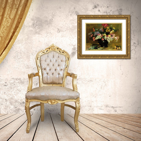 Amaryllis, Lilac and Tulips Gold Ornate Wood Framed Art Print with Double Matting by Berneker, Louis F.