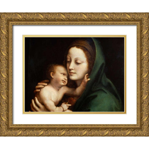 Madonna con Bambino Gold Ornate Wood Framed Art Print with Double Matting by Anonymous