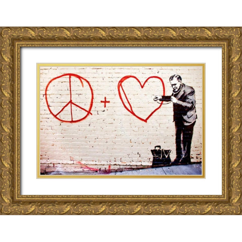 Erie and Mission Street, San Francisco (graffiti attributed to Banksy) Gold Ornate Wood Framed Art Print with Double Matting by Anonymous (attributed to Banksy)