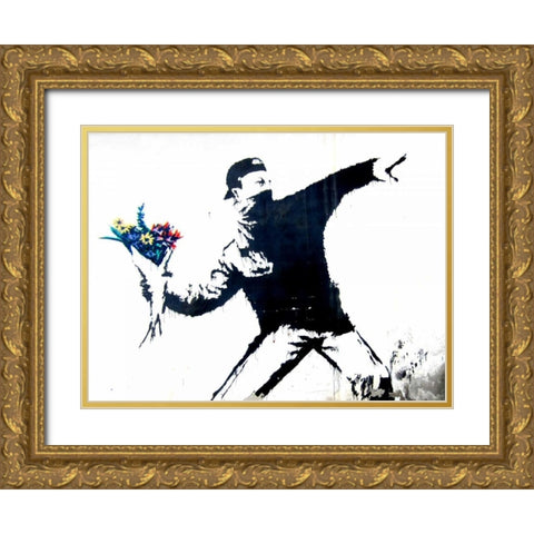 Bethlehem, Palestine (graffiti attributed to Banksy) Gold Ornate Wood Framed Art Print with Double Matting by Anonymous (attributed to Banksy)