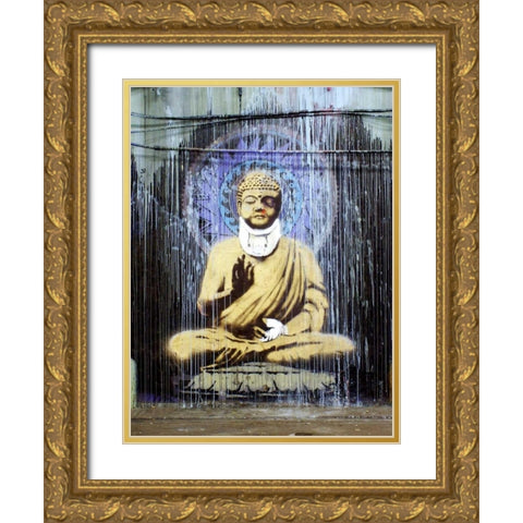 Leake Street, London (graffiti attributed to Banksy) Gold Ornate Wood Framed Art Print with Double Matting by Anonymous (attributed to Banksy)