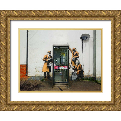 Fairview Road and Hewlett Road in Cheltenham, Gloucestershire Gold Ornate Wood Framed Art Print with Double Matting by Anonymous-attributed to Banksy