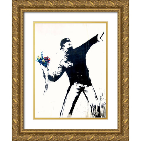 Bethlehem, Palestine (detail) Gold Ornate Wood Framed Art Print with Double Matting by Anonymous (attributed to Banksy)