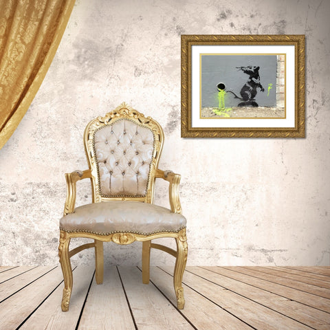 Orange Drive, Los Angeles Gold Ornate Wood Framed Art Print with Double Matting by Anonymous (attributed to Banksy)