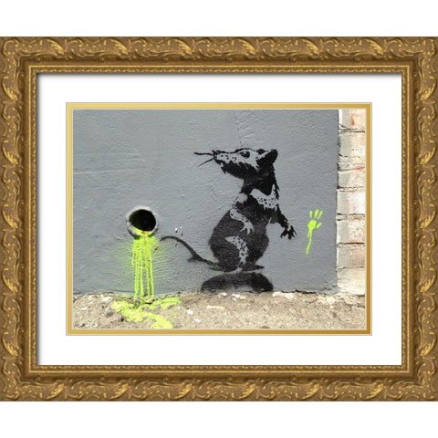 Orange Drive, Los Angeles Gold Ornate Wood Framed Art Print with Double Matting by Anonymous (attributed to Banksy)