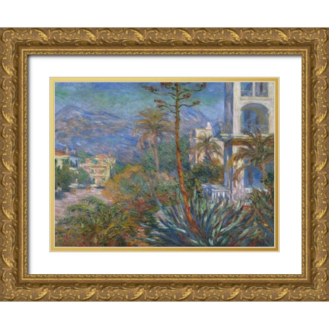 The Villas at Bordighera Gold Ornate Wood Framed Art Print with Double Matting by Monet, Claude