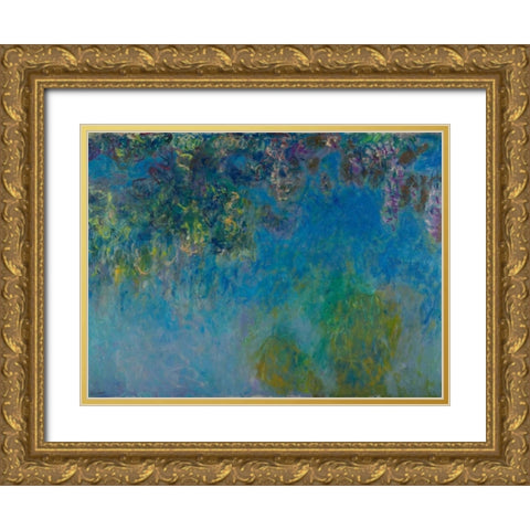 Wisteria Gold Ornate Wood Framed Art Print with Double Matting by Monet, Claude