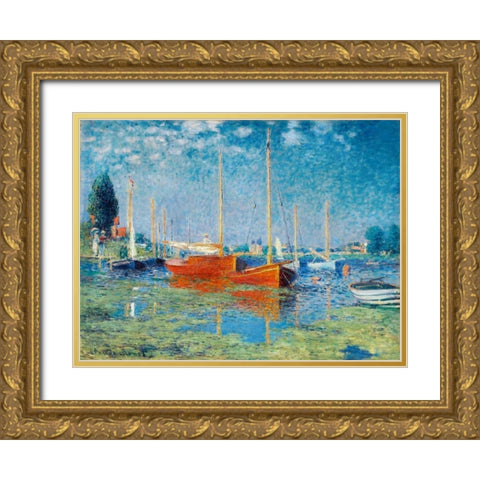 Argenteuil Gold Ornate Wood Framed Art Print with Double Matting by Monet, Claude