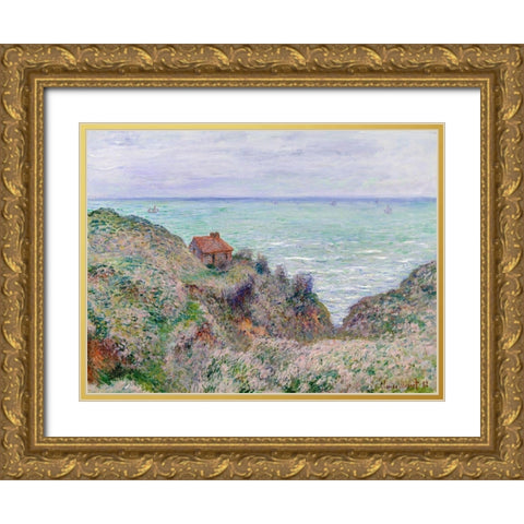 Cabin of the Customs Watch Gold Ornate Wood Framed Art Print with Double Matting by Monet, Claude