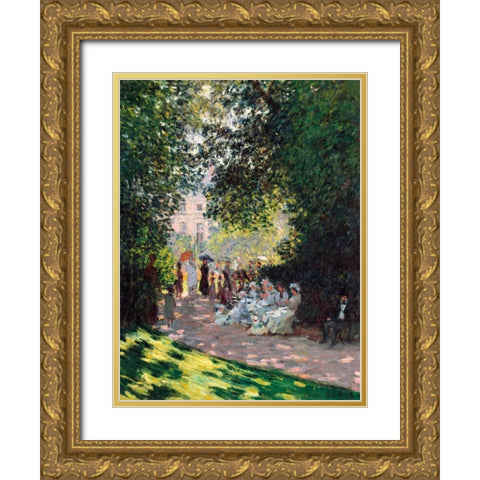 The Parc Monceau Gold Ornate Wood Framed Art Print with Double Matting by Monet, Claude