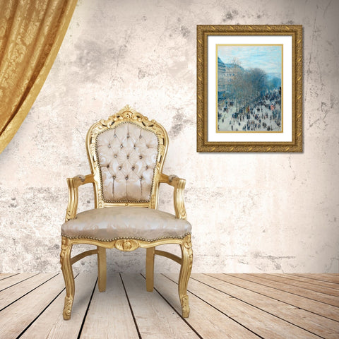 Boulevard des Capucines Gold Ornate Wood Framed Art Print with Double Matting by Monet, Claude
