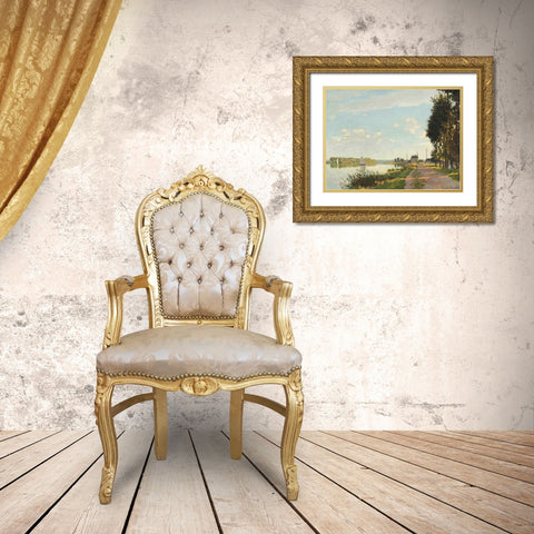 Argenteuil Gold Ornate Wood Framed Art Print with Double Matting by Monet, Claude
