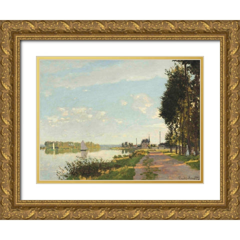 Argenteuil Gold Ornate Wood Framed Art Print with Double Matting by Monet, Claude