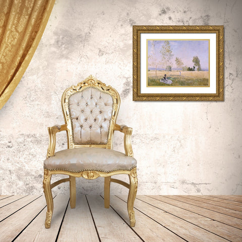Lete Gold Ornate Wood Framed Art Print with Double Matting by Monet, Claude