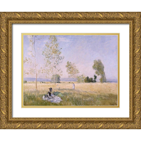 Lete Gold Ornate Wood Framed Art Print with Double Matting by Monet, Claude