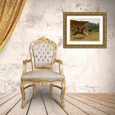 The False Start Gold Ornate Wood Framed Art Print with Double Matting by Degas, Edgar