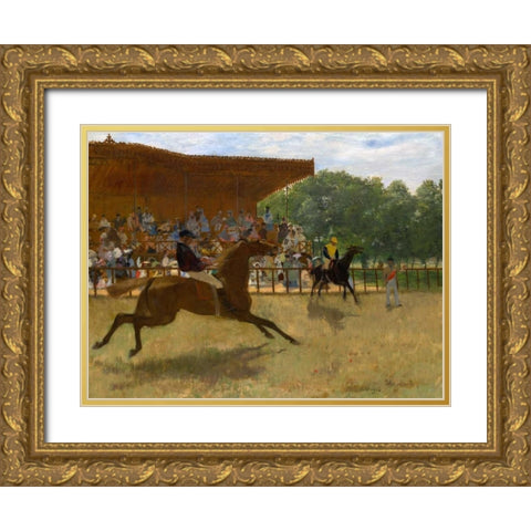 The False Start Gold Ornate Wood Framed Art Print with Double Matting by Degas, Edgar