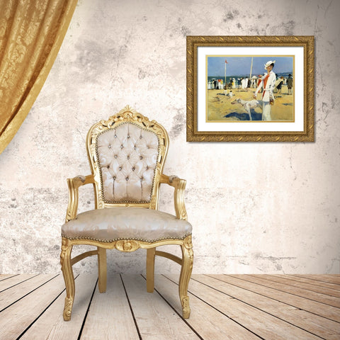 The Seaside Gold Ornate Wood Framed Art Print with Double Matting by Flameng, Francois