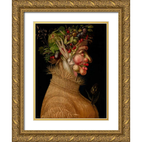Summer Gold Ornate Wood Framed Art Print with Double Matting by Arcimboldo, Giuseppe
