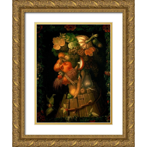 Autumn Gold Ornate Wood Framed Art Print with Double Matting by Arcimboldo, Giuseppe