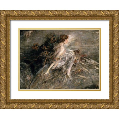 The Marchesa Luisa Casati Gold Ornate Wood Framed Art Print with Double Matting by Boldini, Giovanni