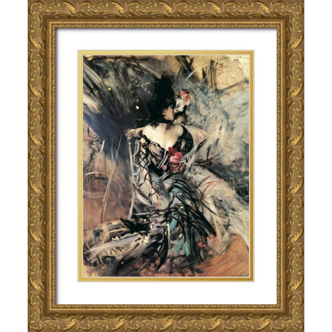 Ballerine spagnole al Moulin Rouge Gold Ornate Wood Framed Art Print with Double Matting by Boldini, Giovanni