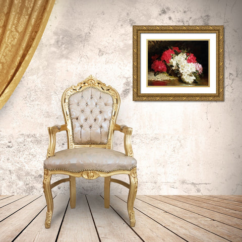 Azaleas Gold Ornate Wood Framed Art Print with Double Matting by Fitz Marshall, John