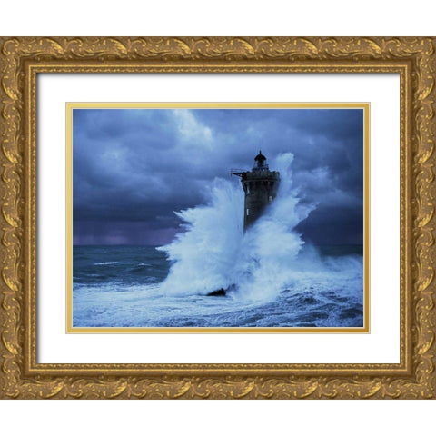 Phare du Four Bretagne Gold Ornate Wood Framed Art Print with Double Matting by Guichard, Jean