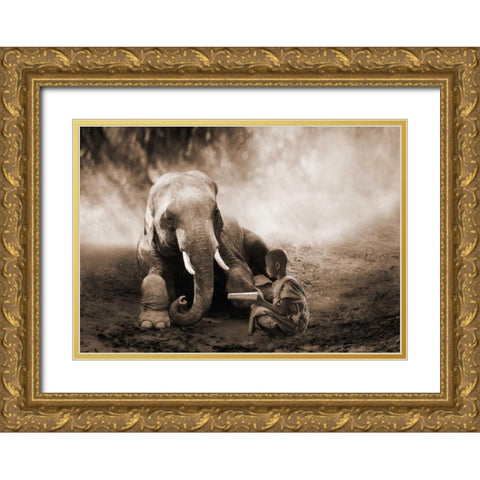 Together Gold Ornate Wood Framed Art Print with Double Matting by Moreau, Marc