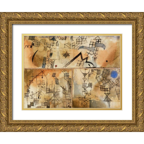 Three-Part Composition Gold Ornate Wood Framed Art Print with Double Matting by Klee, Paul