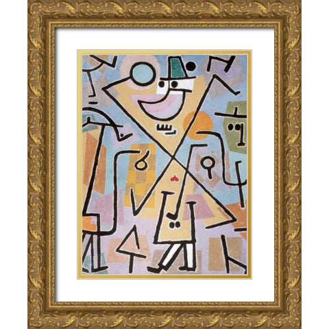 Caprice in February Gold Ornate Wood Framed Art Print with Double Matting by Klee, Paul