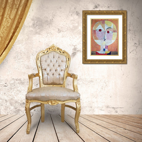 Senecio (detail) Gold Ornate Wood Framed Art Print with Double Matting by Klee, Paul