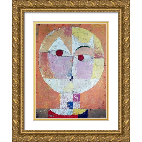 Senecio (detail) Gold Ornate Wood Framed Art Print with Double Matting by Klee, Paul