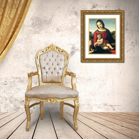 Madonna Terranuova Gold Ornate Wood Framed Art Print with Double Matting by Raffaello