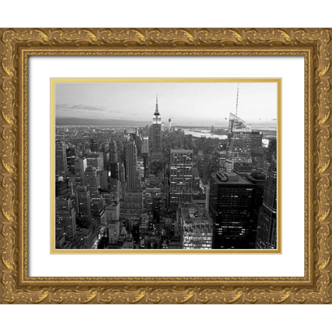 Skyline of Midtown Manhattan, NYC Gold Ornate Wood Framed Art Print with Double Matting by Ratsenskiy, Vadim