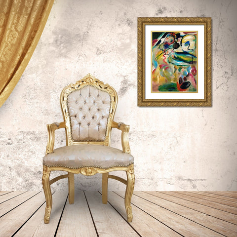 Composition Gold Ornate Wood Framed Art Print with Double Matting by Kandinsky, Wassily