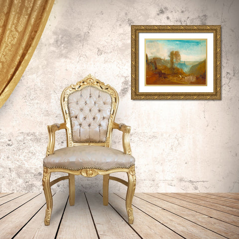 Tivoli - the Cascatelle Gold Ornate Wood Framed Art Print with Double Matting by Turner, William