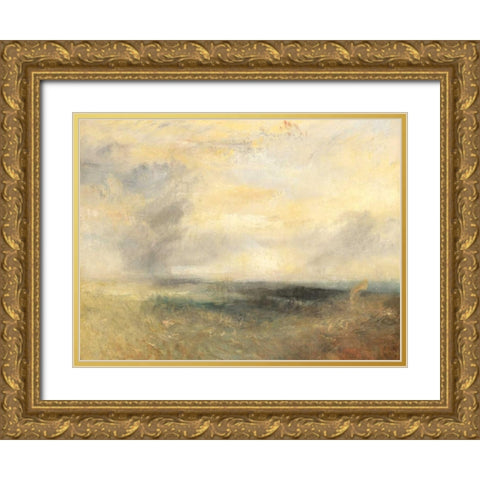 Margate from the Sea Gold Ornate Wood Framed Art Print with Double Matting by Turner, William