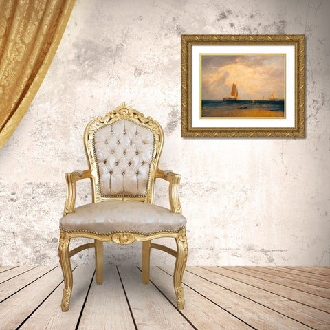Tide Setting In Gold Ornate Wood Framed Art Print with Double Matting by Turner, William