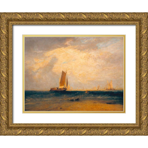 Tide Setting In Gold Ornate Wood Framed Art Print with Double Matting by Turner, William