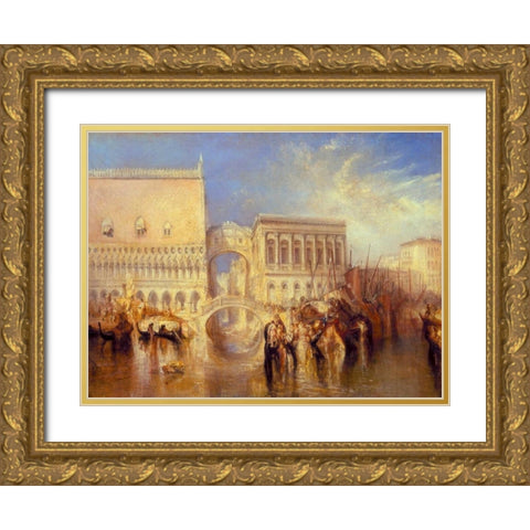 Venice - the Bridge of Sighs Gold Ornate Wood Framed Art Print with Double Matting by Turner, William