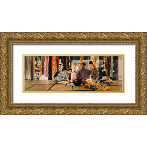 The Silk Merchant Gold Ornate Wood Framed Art Print with Double Matting by Blum, Robert Frederick