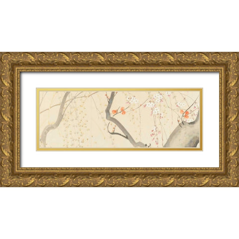 Flowers of the Four Seasons  Gold Ornate Wood Framed Art Print with Double Matting by Anonymous
