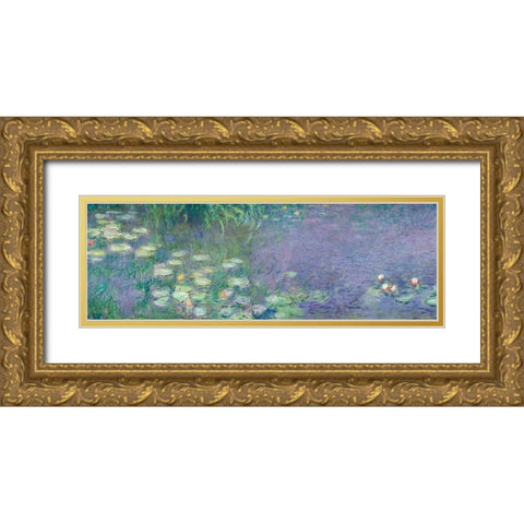 Morning I Gold Ornate Wood Framed Art Print with Double Matting by Monet, Claude